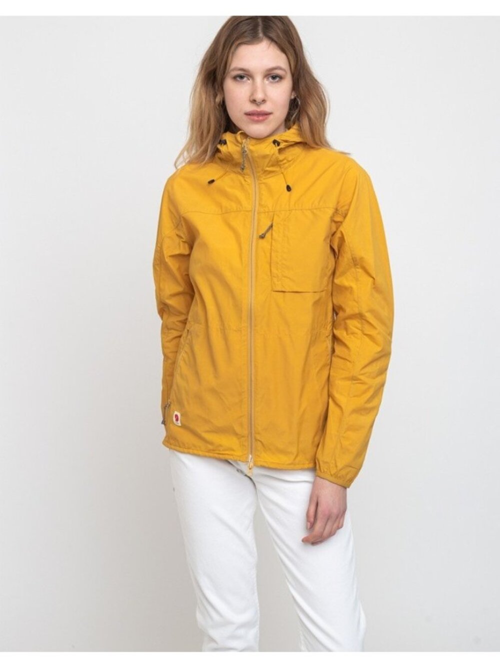 Fjallraven High Coast Wind Jacket Hooded Mustard Yellow Outdoor Hiking Small